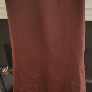 Ashley Stewart Brown linen Embroidered Skirt
